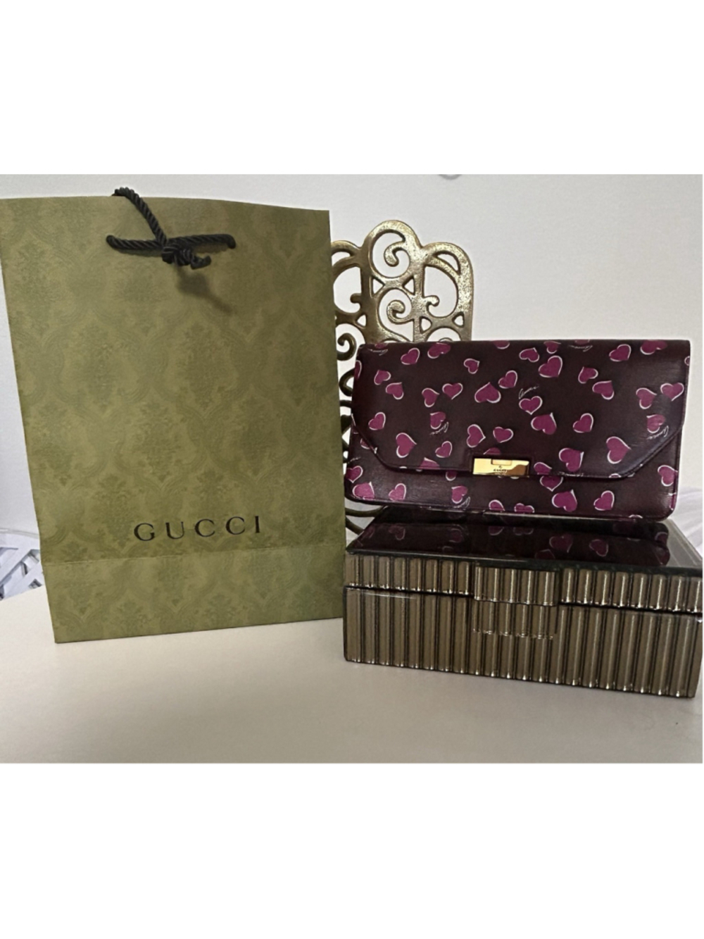 Gucci Heartbeat Shanghai Leather Clutch